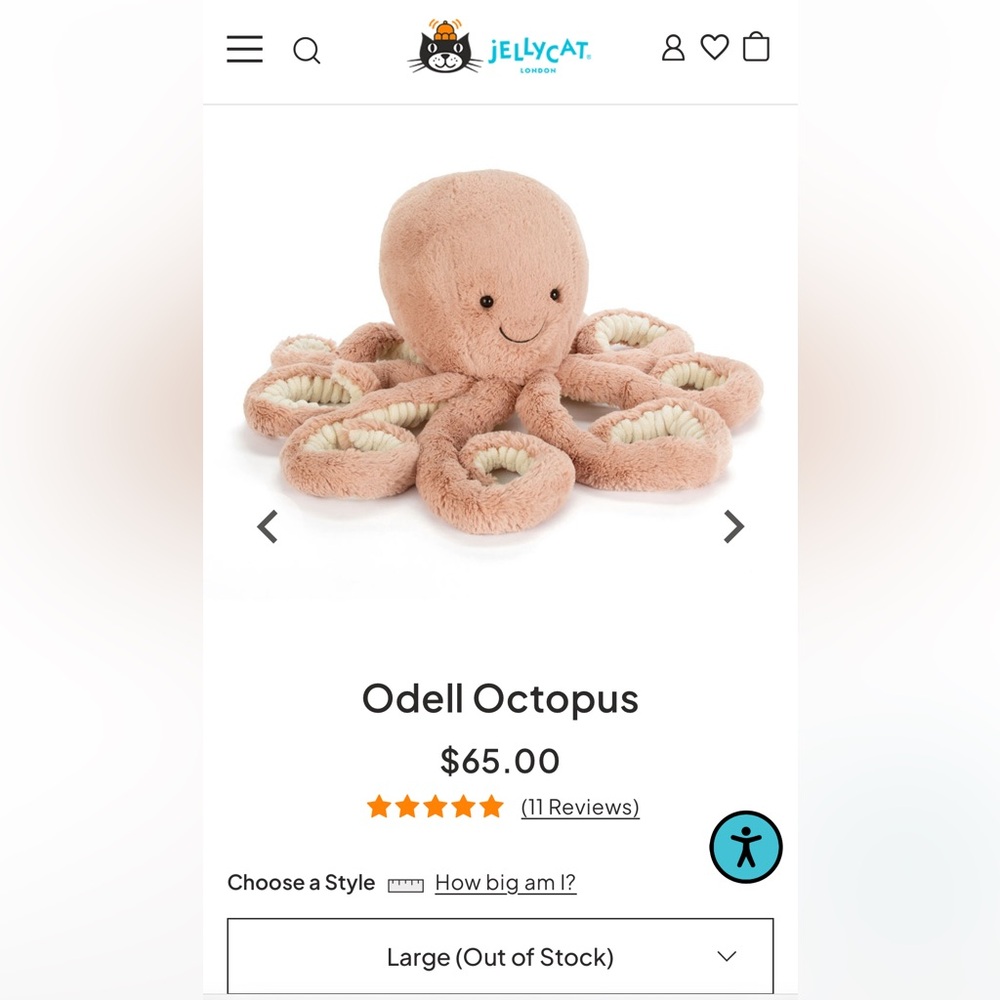 Jellycat Odell Octopus - “Large”
